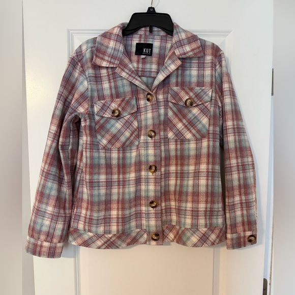 Kut From the Kloth Magnolia Plaid Women's Jacket - Pink and Blue Sz small - Picture 3 of 4
